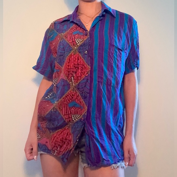 Colorful Patterned Button-Up Shirt - Picture 2 of 4